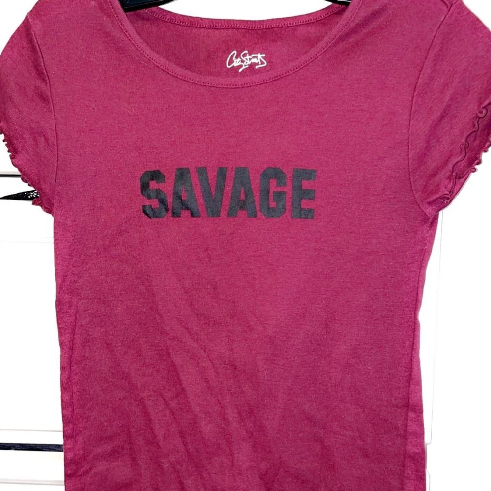 City Streets "Savage" Lettuce Sleeved Tee Shirt
